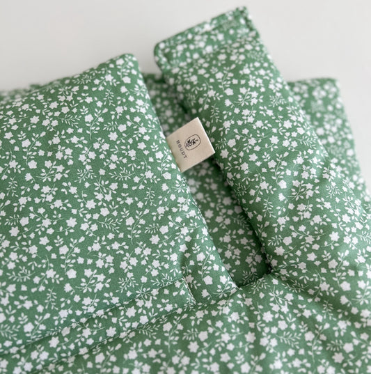 Kussenset | Coated cotton Green Petal