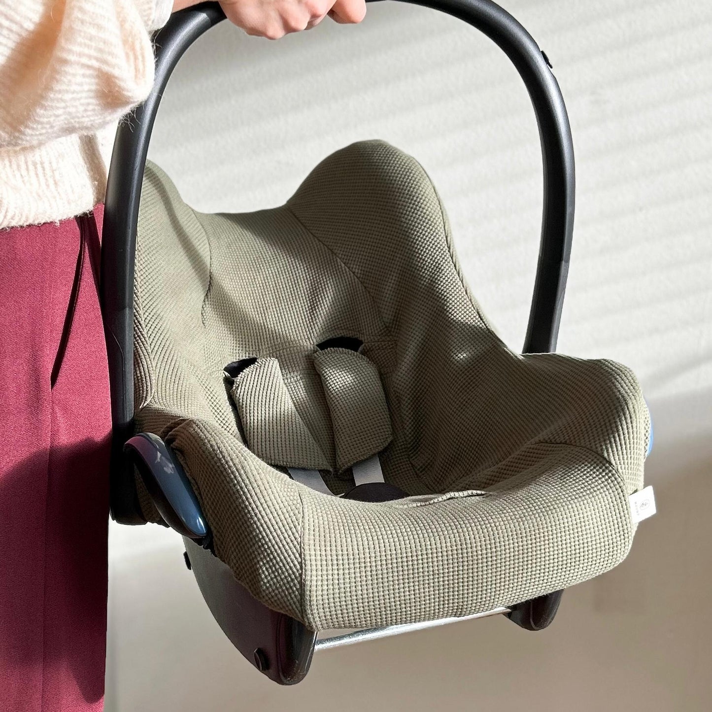 Hoes voor Maxi Cosi in wafel groene stof