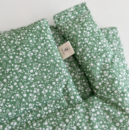 Kussenset | Coated cotton Green Petal