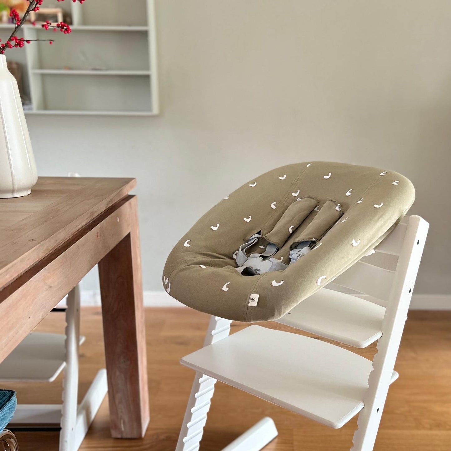 Tripp Trapp met hoezen groen met ganzen